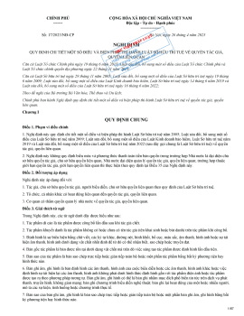Nghị Định: Quy Định Chi Tiết Một Số Điều Và Biện Pháp Thi Hành Luật Sở Hữu Trí Tuệ Về Quyền Tác Giả, Quyền Liên Quan.